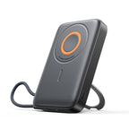 Joyroom išorinė baterija JR-PBM02 22.5W 10000mAh 3in1 magnetinė indukcinė, suderinama su MagSafe, su integruotu laidu juoda