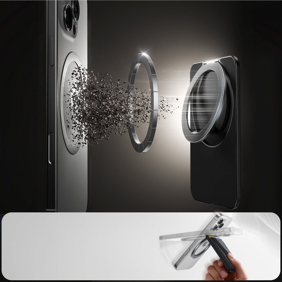 Joyroom JR-ZS432 magnetinė piniginė, suderinama su MagSafe - juoda
