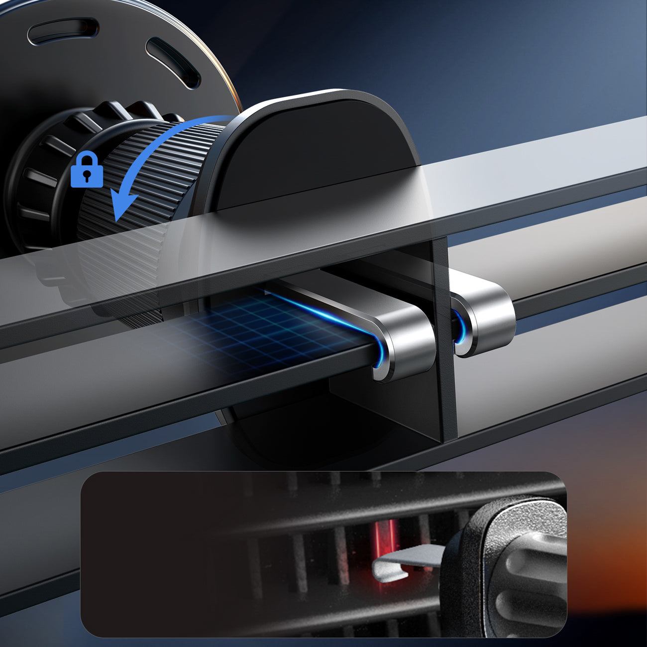 Joyroom JR-ZS502 su MagSafe suderinamas automobilinis laikiklis su belaidžiu įkrovikliu oro grotelėms / prietaisų skydeliui juodas