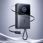 Joyroom išorinė baterija JR-PR1 10000mAh 22.5W su integruotu ištraukiamu USB-C laidu juoda