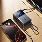 Joyroom išorinė baterija JR-PR1 10000mAh 22.5W su integruotu ištraukiamu USB-C laidu juoda