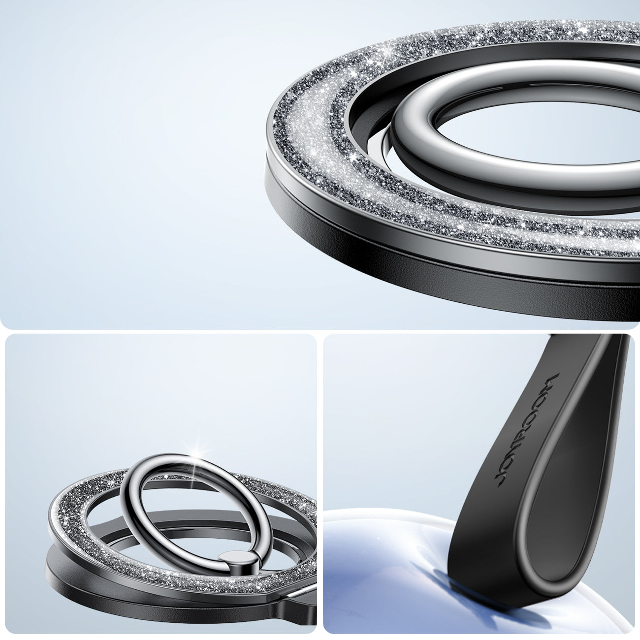 Joyroom magnetinis žiedinis laikiklis JR-ZS425 juodas