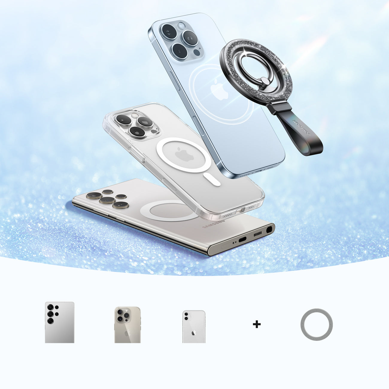 Joyroom magnetinis žiedinis laikiklis JR-ZS425 juodas