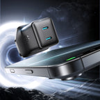 Joyroom JR-TCG17 45W 2 x USB-C sieninis įkroviklis (UK kištukas) - juodas