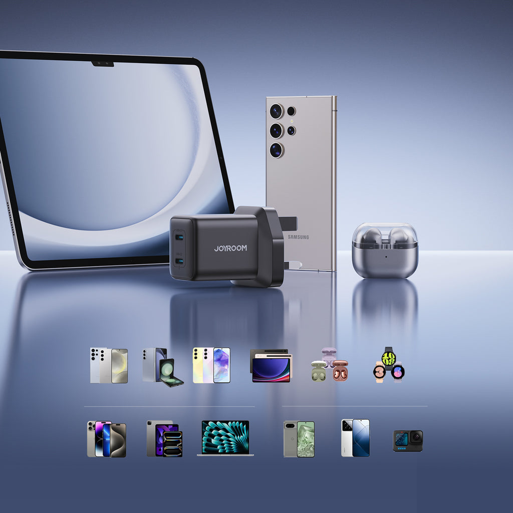 Joyroom JR-TCG17 45W 2 x USB-C sieninis įkroviklis (UK kištukas) - juodas