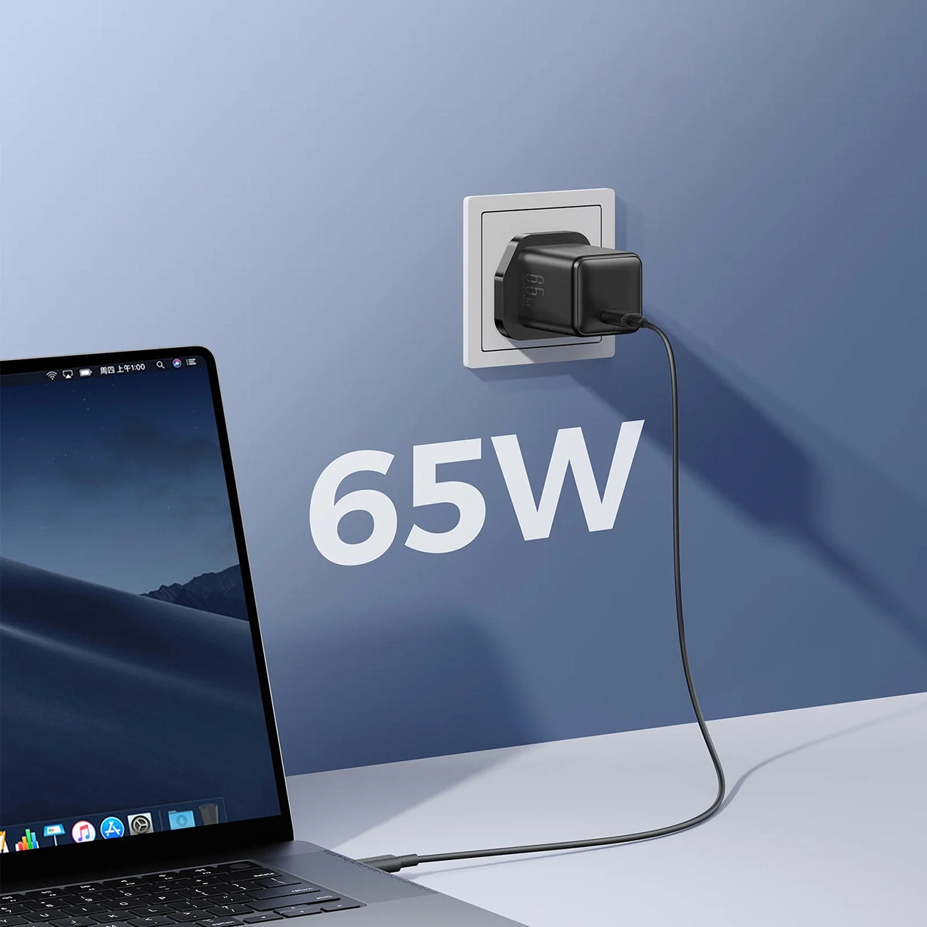 Joyroom JR-TCG18 65W sieninis įkroviklis 1 x USB-C (UK kištukas) - juodas