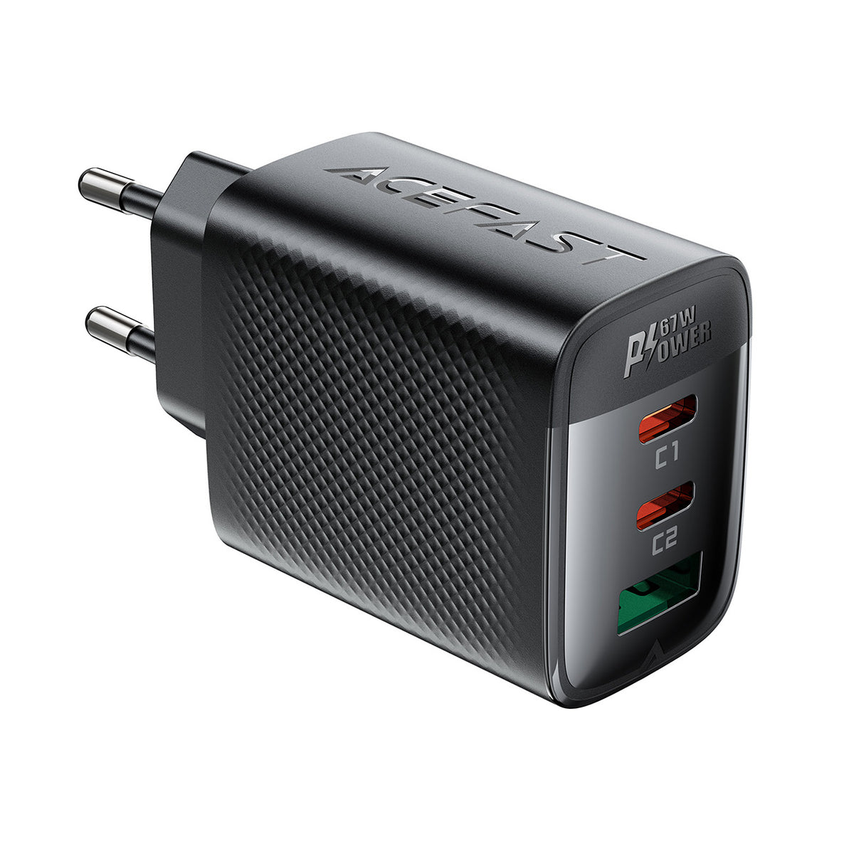 Acefast A108 GaN PD 67W 2xUSB-C 1xUSB-A Sieninis įkroviklis - Juodas -- Cell phone chargers