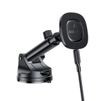 Acefast D47 Magnetinis prietaisų skydelio laikiklis su Wbelaidžiu įkrovikliu - juodas