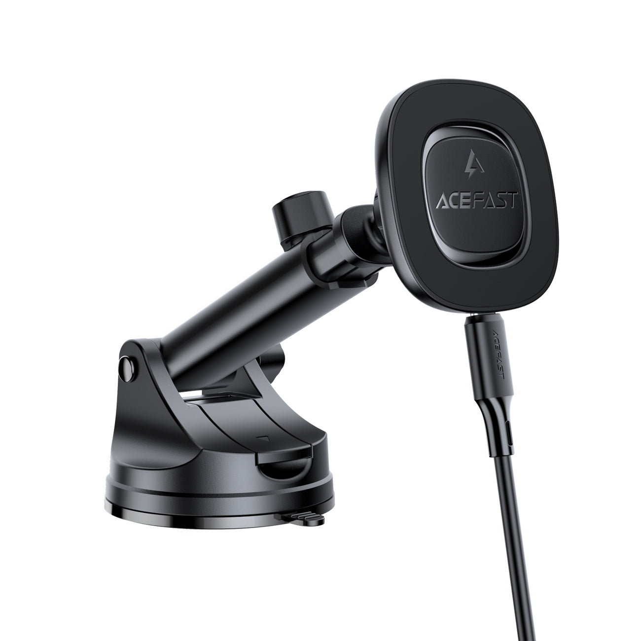 Acefast D47 Magnetinis prietaisų skydelio laikiklis su Wbelaidžiu įkrovikliu - juodas