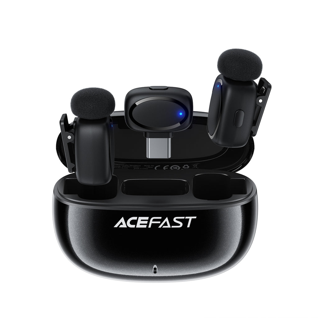 Acefast R2 belaidžiai lavalieriniai mikrofonai - juodi -- Uncategorized