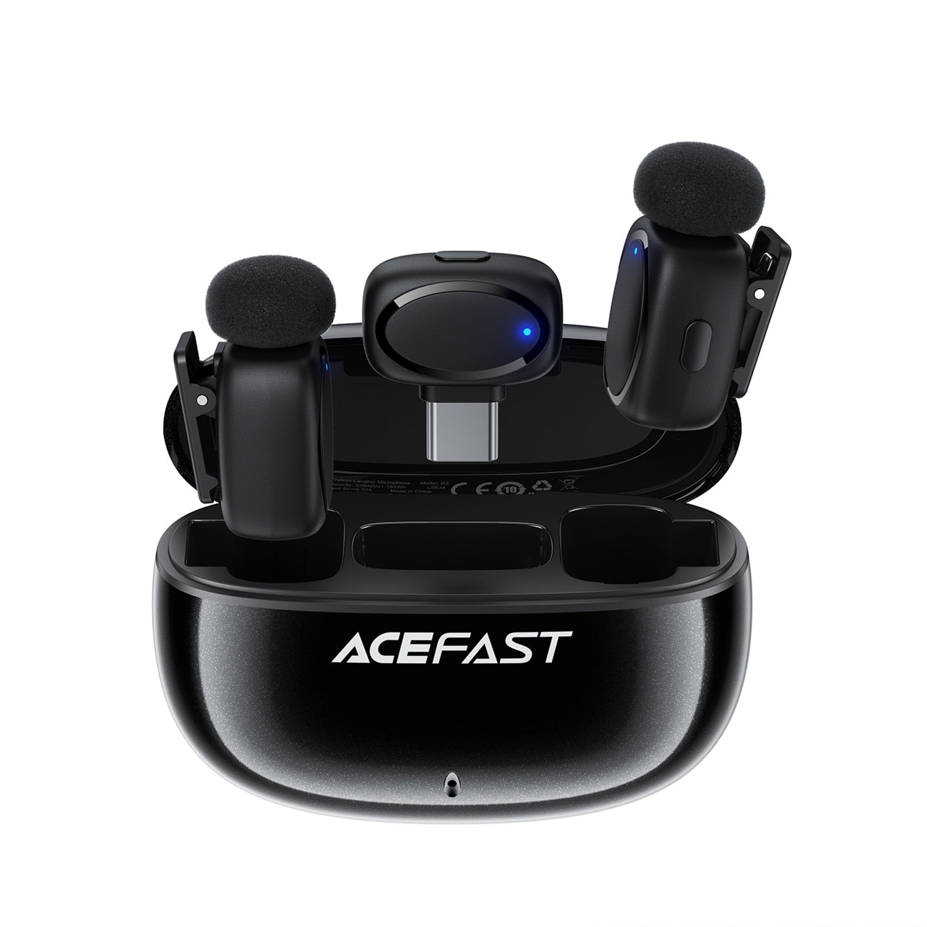 Acefast R2 belaidžiai lavalieriniai mikrofonai - juodi -- Uncategorized