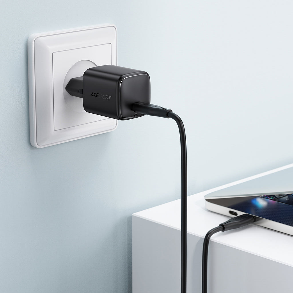 Acefast A119 GaN PD 45W USB-C Sieninis Įkroviklis - Juodas -- Cell phone chargers