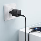 Acefast A119 GaN PD 45W USB-C Sieninis Įkroviklis - Juodas -- Cell phone chargers