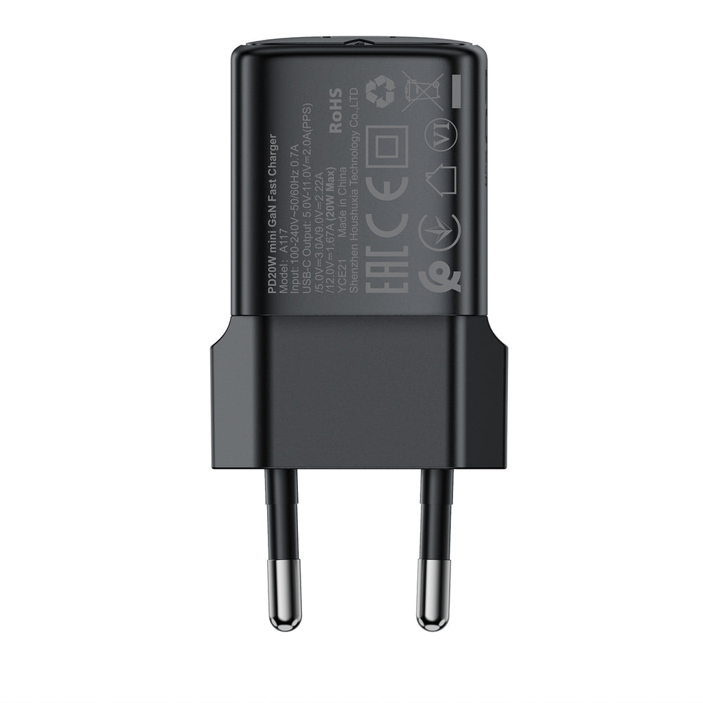 Acefast A117 GaN PD 20W USB-C Wvisas įkroviklis - juodas -- Cell phone chargers