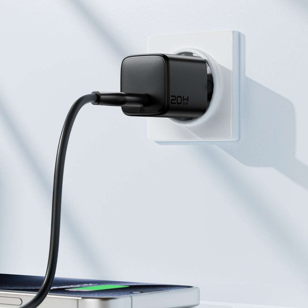 Acefast A117 GaN PD 20W USB-C Wvisas įkroviklis - juodas -- Cell phone chargers