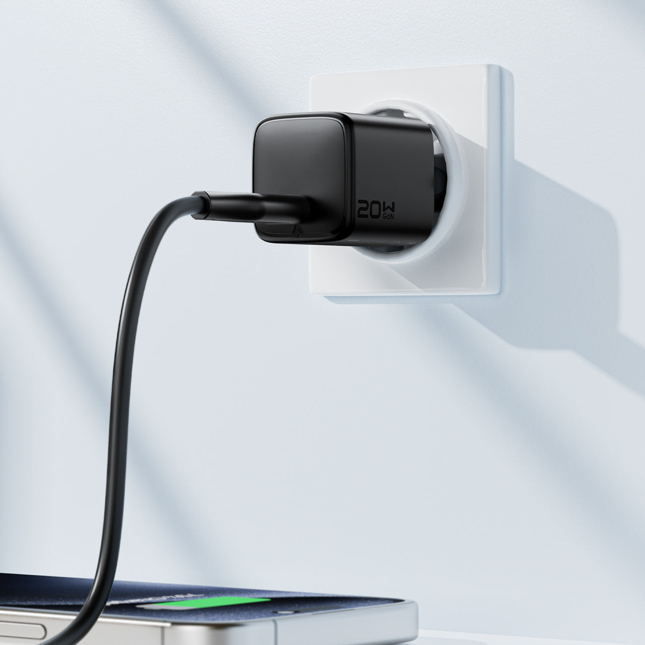 Acefast A117 GaN PD 20W USB-C Wvisas įkroviklis - juodas -- Cell phone chargers