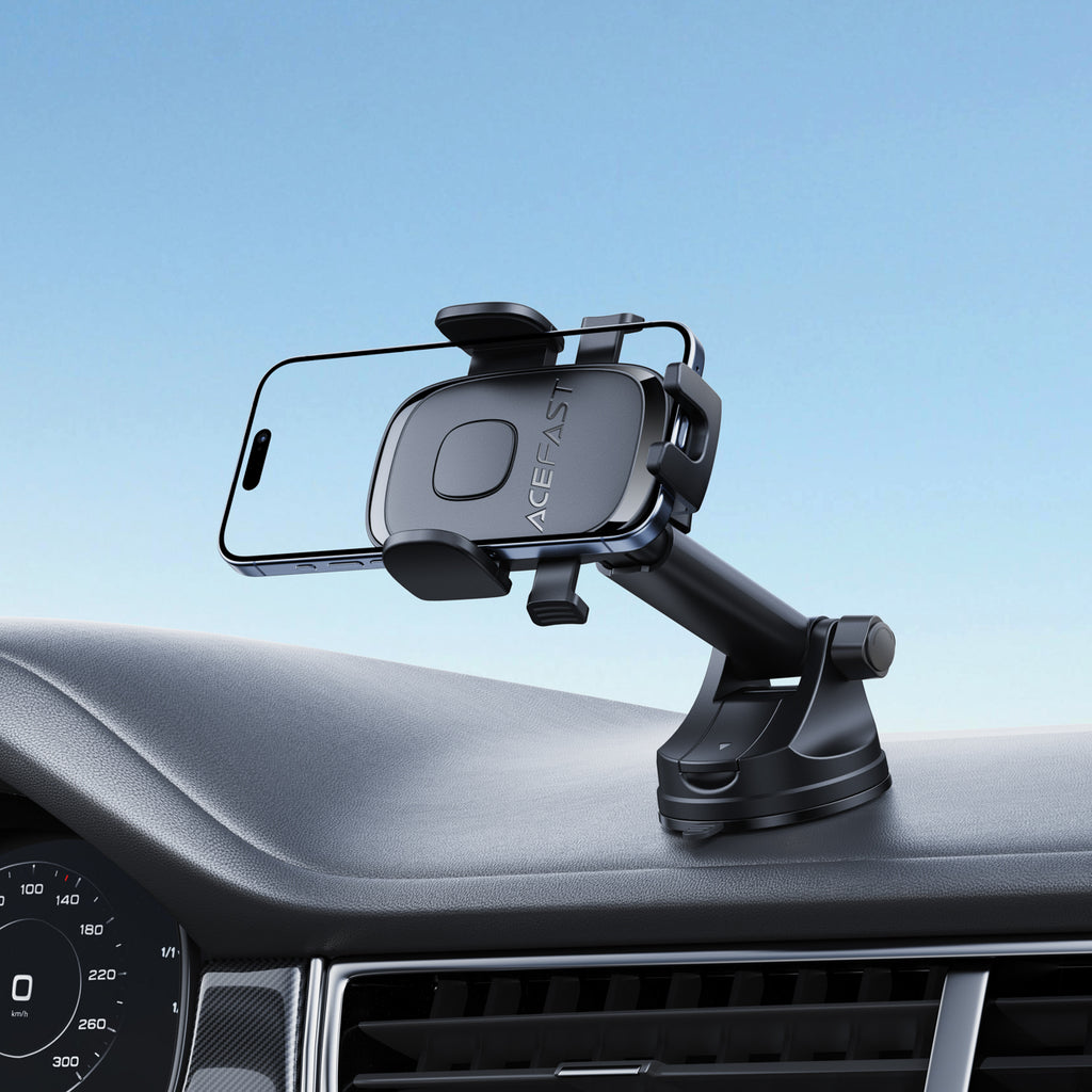 Acefast D57 automobilio laikiklis su siurbtuku brūkšnių skydeliui/priekiniam stiklui - juodas -- Cell phone holders