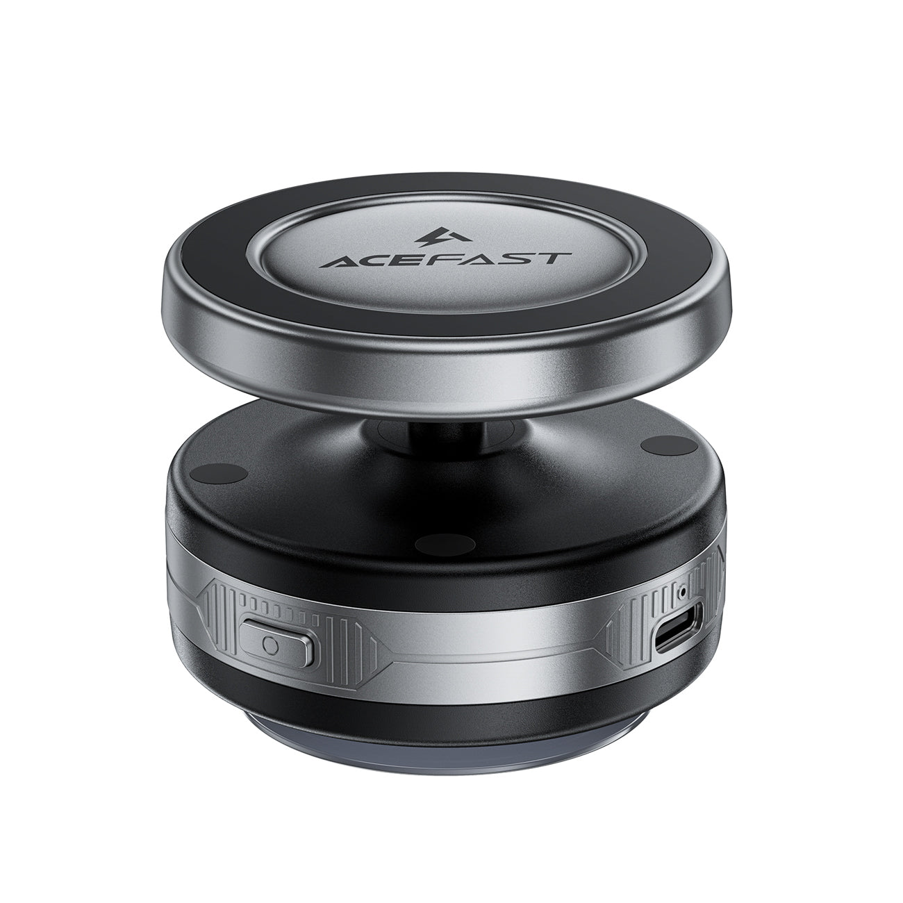 Acefast E29 Magnetinis laikiklis su Wbelaidžiu įkrovikliu su siurbimo taurele prietaisų skydeliui / Windshield - juodas