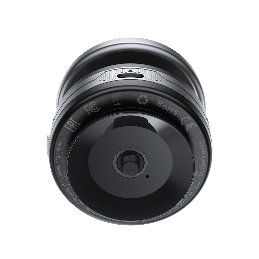 Acefast E29 Magnetinis laikiklis su Wbelaidžiu įkrovikliu su siurbimo taurele prietaisų skydeliui / Windshield - juodas