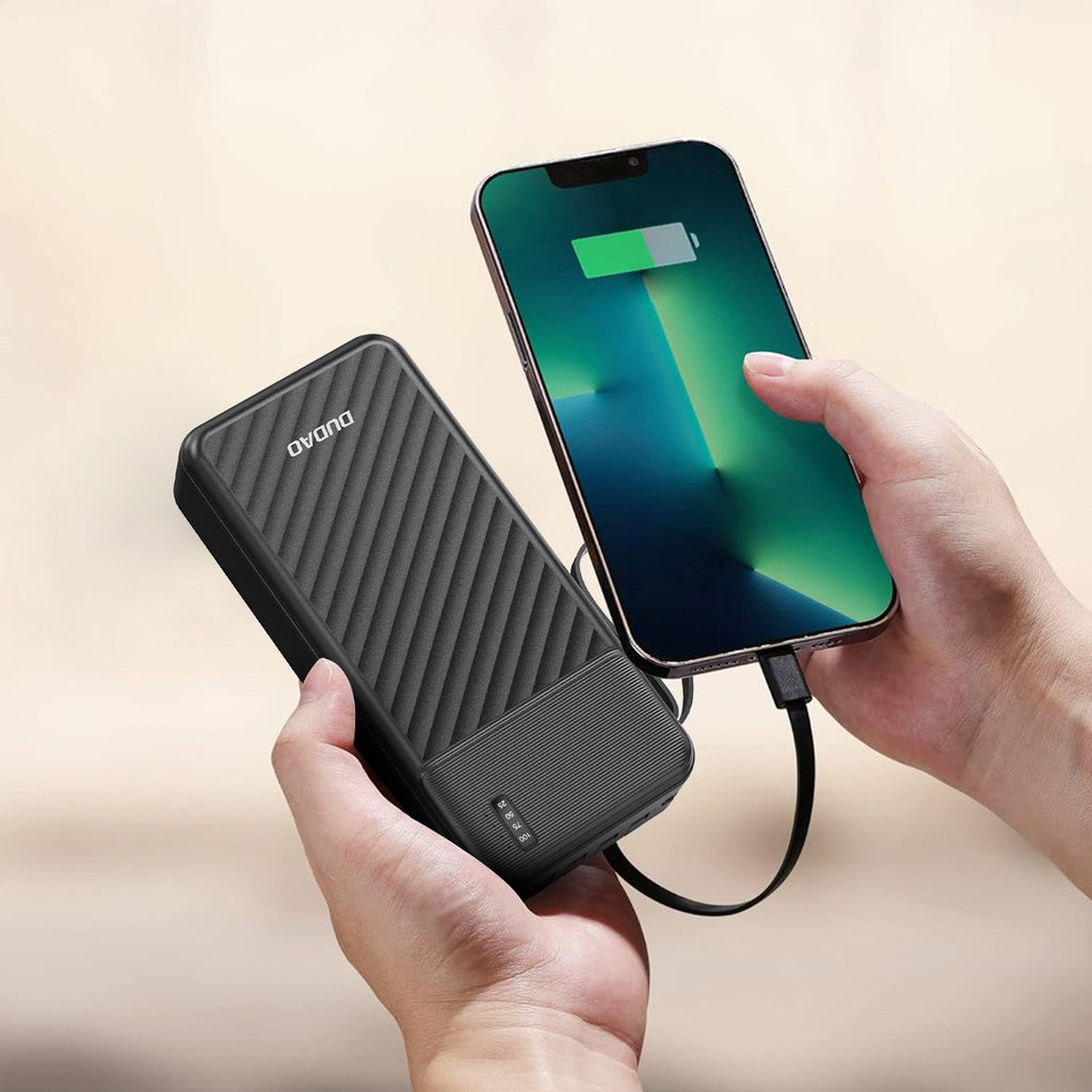 Dudao išorinė baterija K11 Pro 20000mAh su integruotais laidais juoda