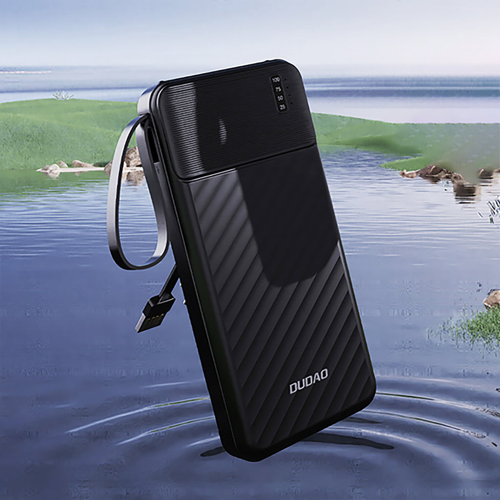 Dudao išorinė baterija K11 Pro 20000mAh su integruotais laidais juoda