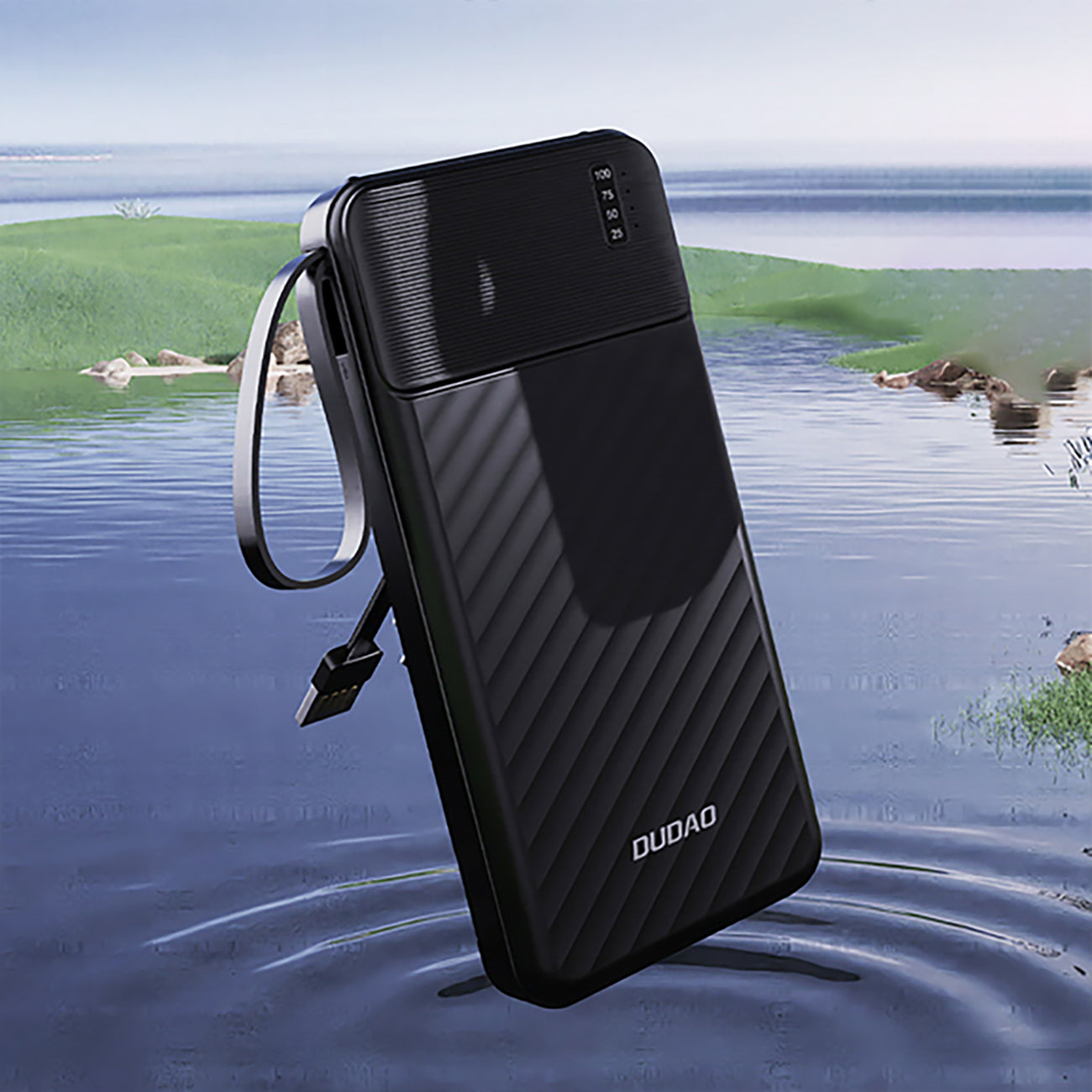 Dudao išorinė baterija K11 Pro 20000mAh su integruotais laidais juoda