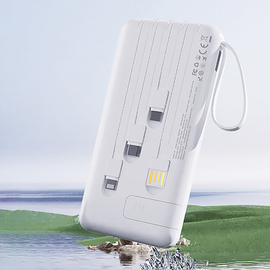 Dudao išorinė baterija K11 Pro 20000mAh su integruotais laidais balta
