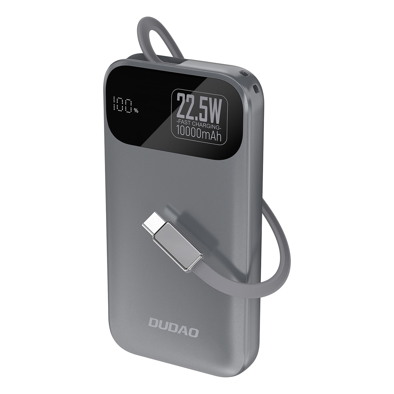 Dudao Išorinė baterija K31 10000 mAh 22.5W PD su integruotu laidu - pilkas