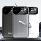 Dudao Išorinė baterija K31 10000 mAh 22.5W PD su integruotu laidu - pilkas