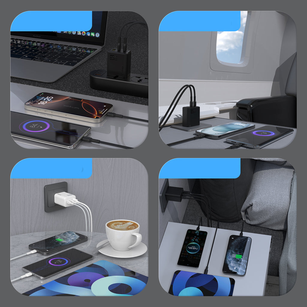 Dudao A29C 65W GaN sieninis įkroviklis + USB-C laidas - juodas