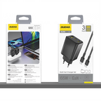 Dudao A29C 65W GaN sieninis įkroviklis + USB-C laidas - juodas