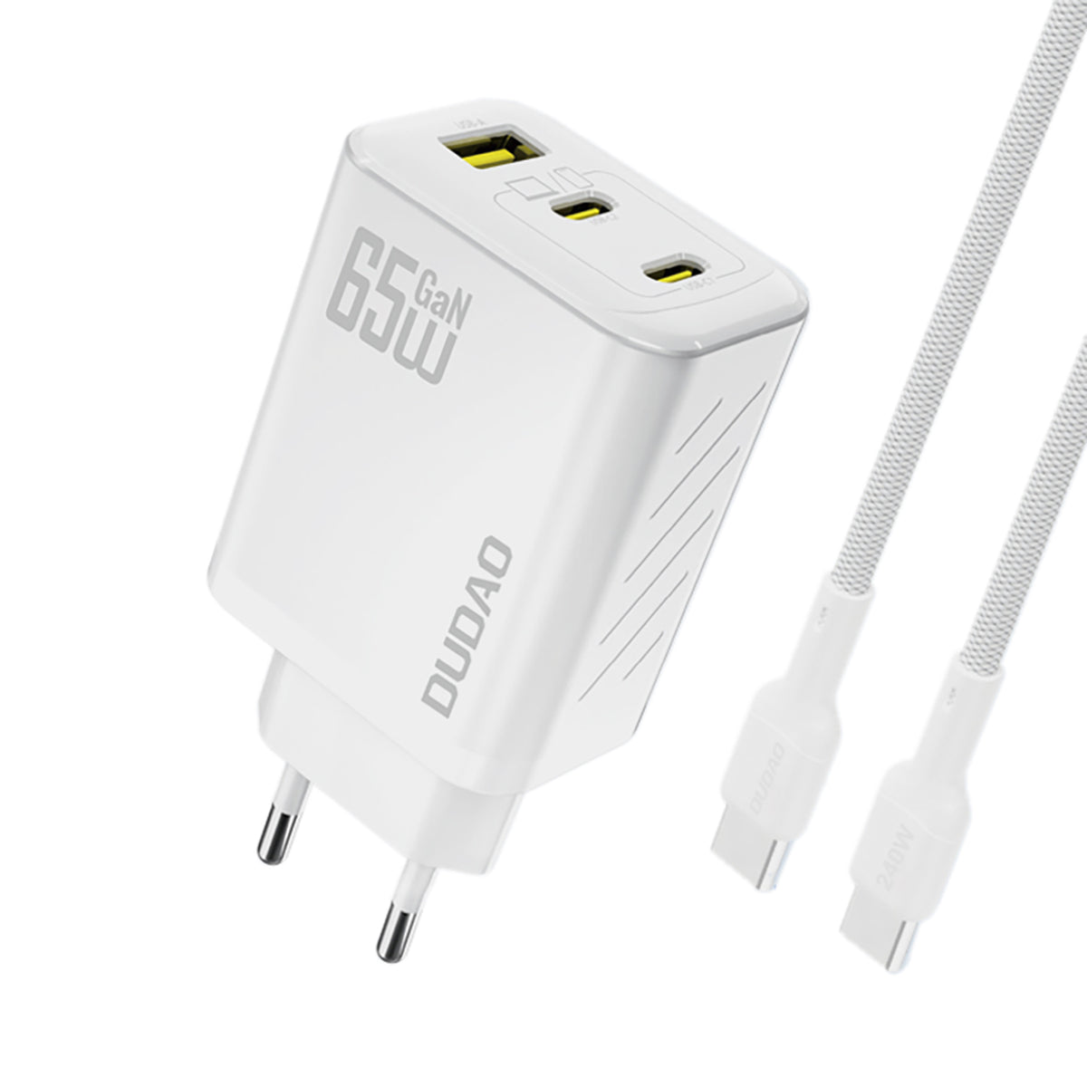 Dudao A29C 65W GaN sieninis įkroviklis + USB-C laidas - baltas -- Cell phone chargers