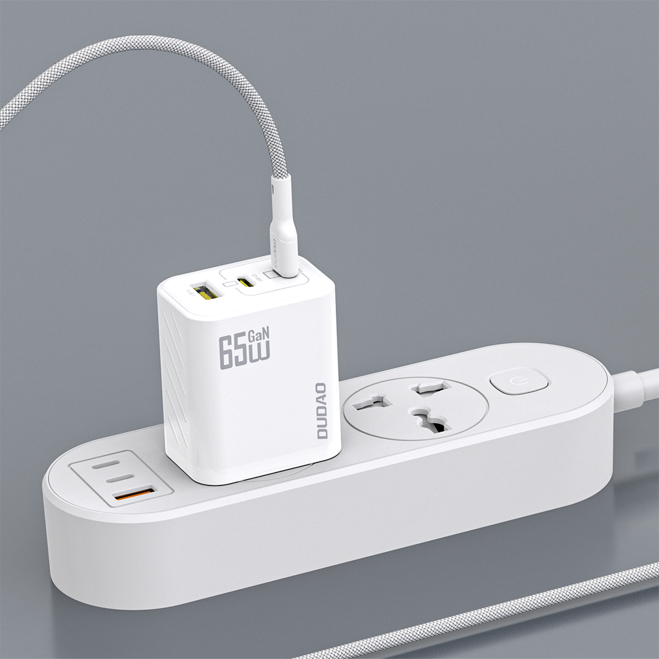 Dudao A29C 65W GaN sieninis įkroviklis + USB-C laidas - baltas -- Cell phone chargers