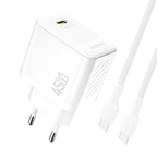Dudao A28C 45W GaN sieninis įkroviklis + USB-C laidas - baltas