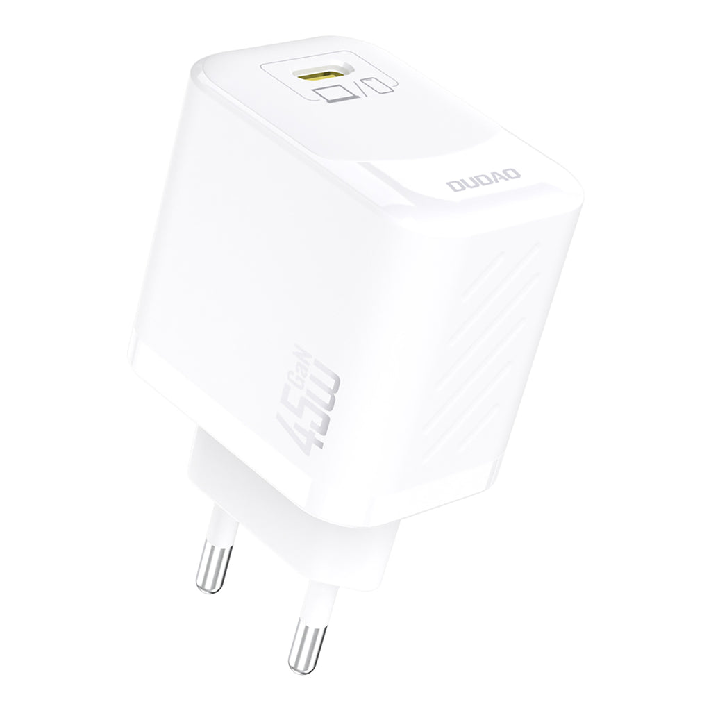 Dudao A28C 45W GaN sieninis įkroviklis + USB-C laidas - baltas