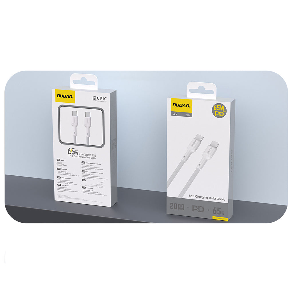 Dudao Laidas L9C 65W USB-C - USB-C 2m - baltas