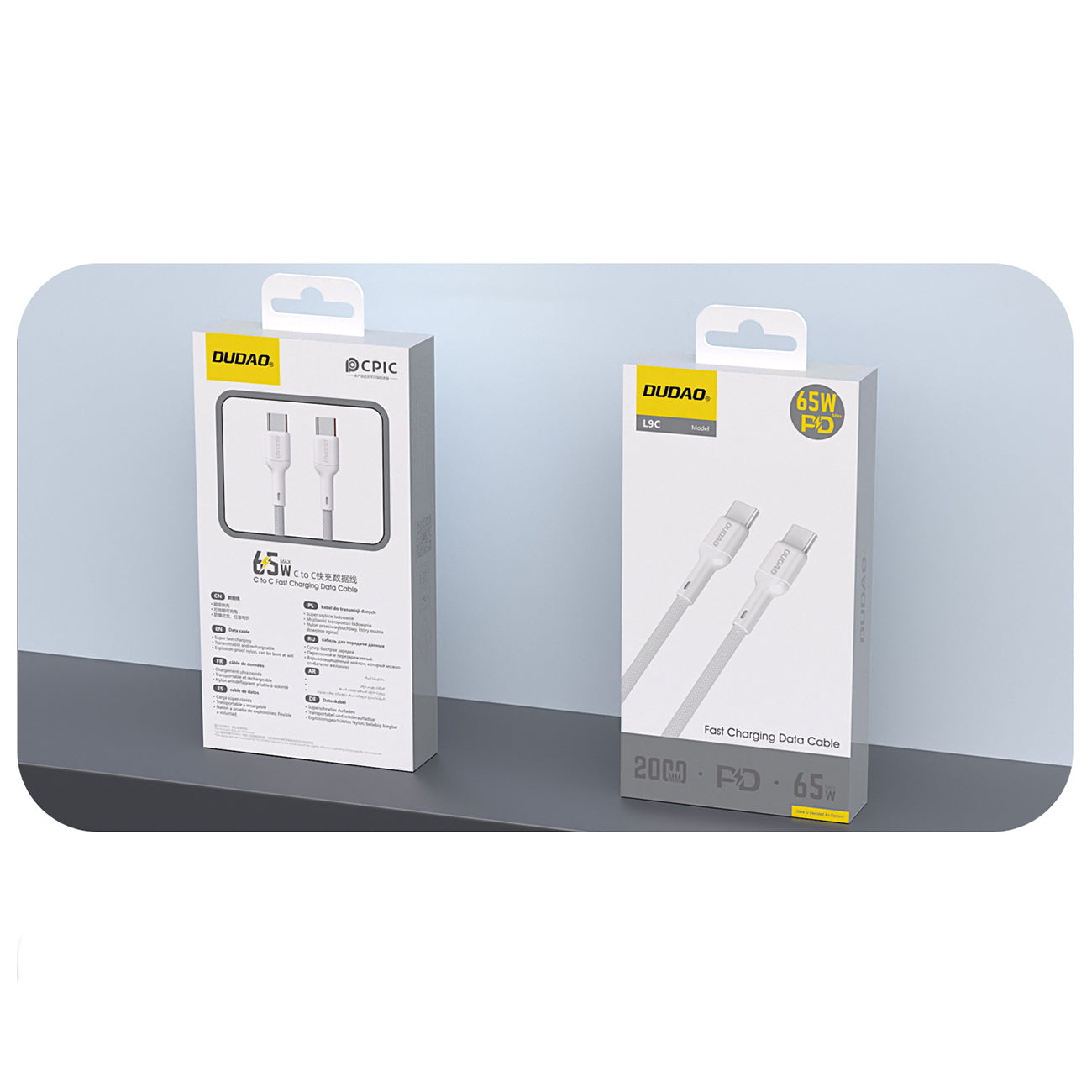 Dudao Laidas L9C 65W USB-C - USB-C 2m - baltas