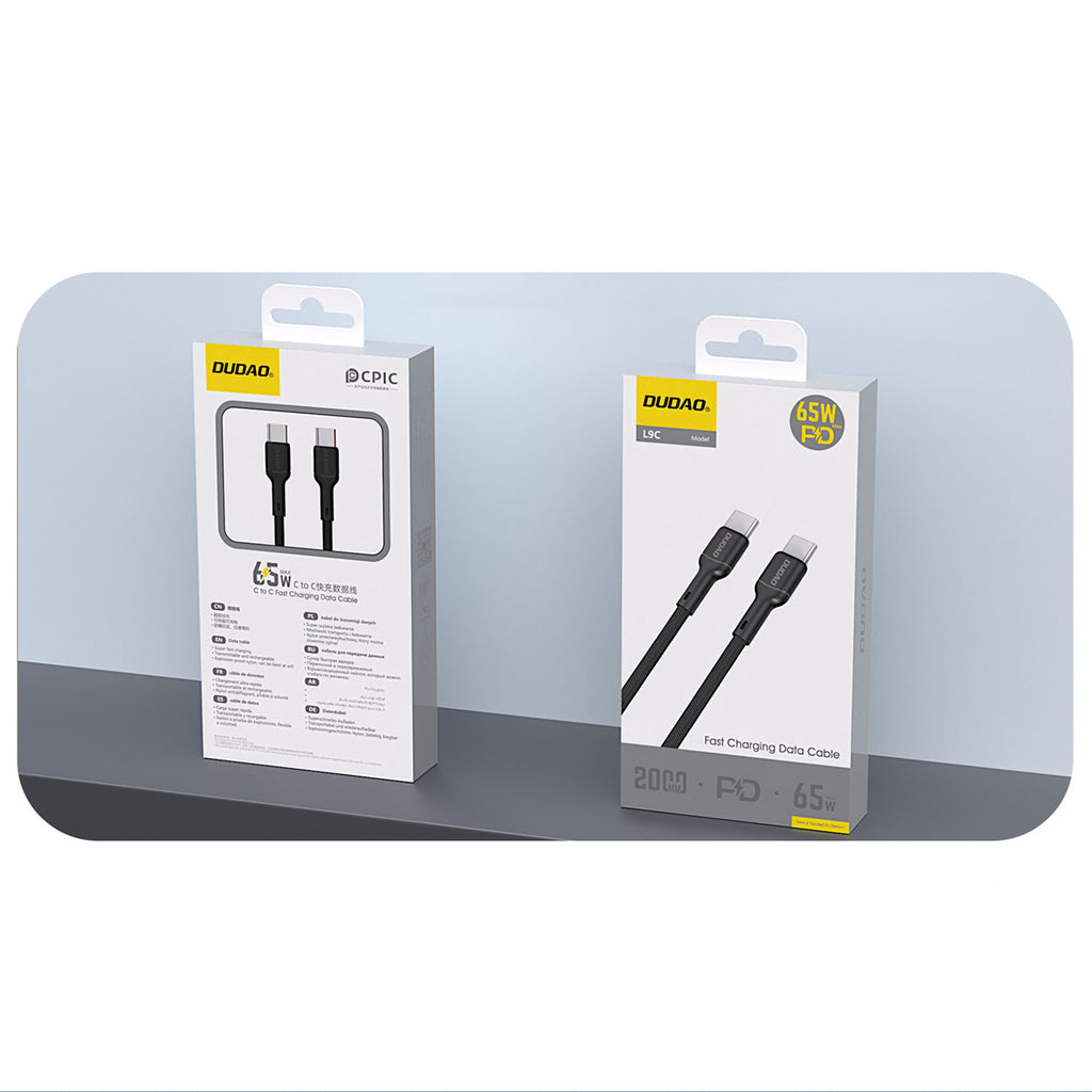 Dudao Laidas L9C 65W USB-C - USB-C 2m - juodas