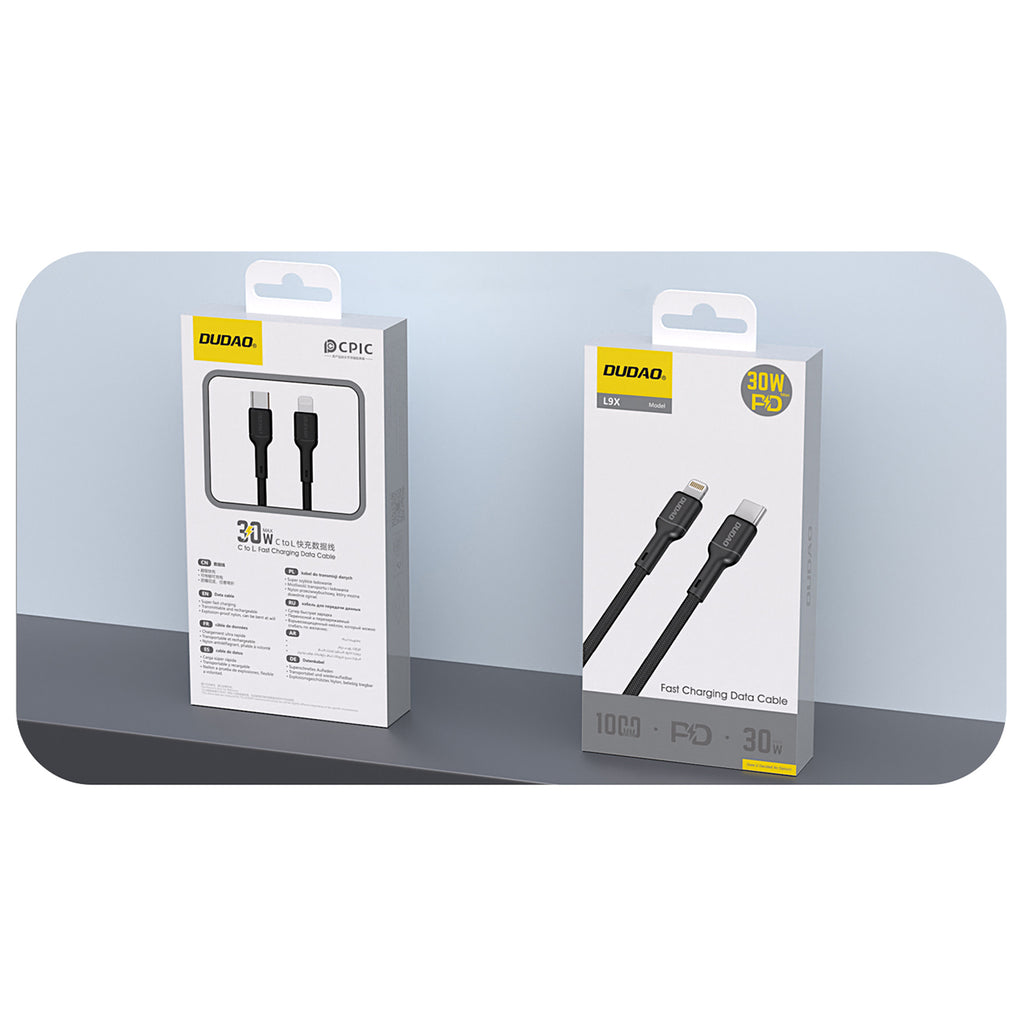 Dudao Laidas L9X 30W USB-C - Lightning 2m - juodas -- Cell phone cables