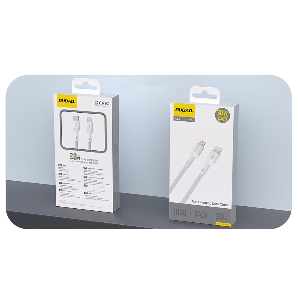 Dudao Laidas L9X 30W USB-C - Lightning 2m - baltas -- Cell phone cables