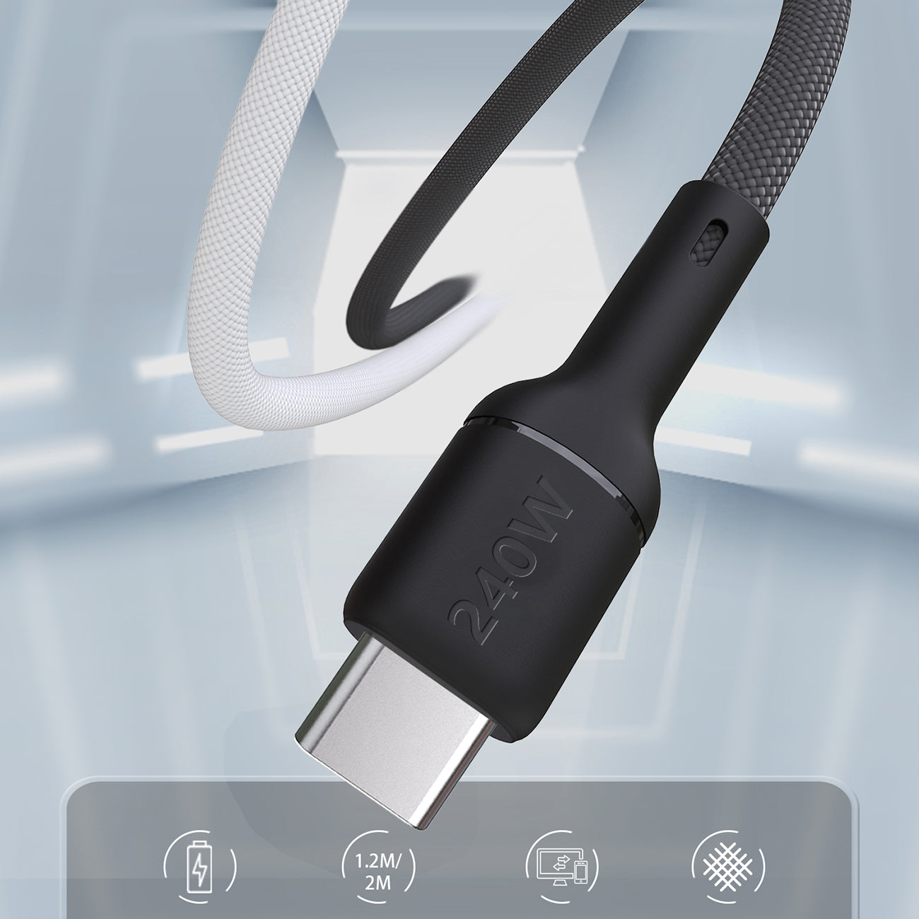 Dudao Laidas L9C Max 240W PD USB-C - USB-C 2m - juodas