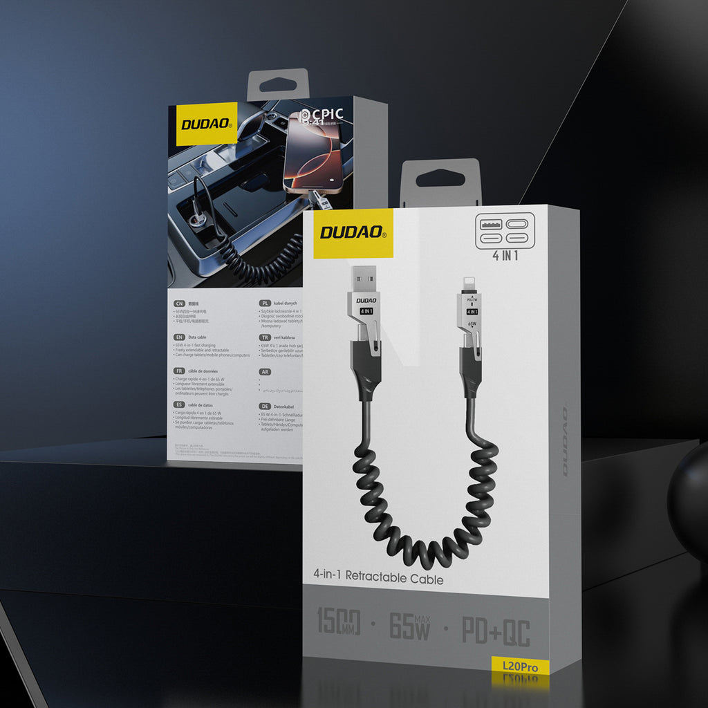 Dudao Laidas L20 Pro 4-in-1 USB-A / USB-C - Lightning / USB-C - juodas