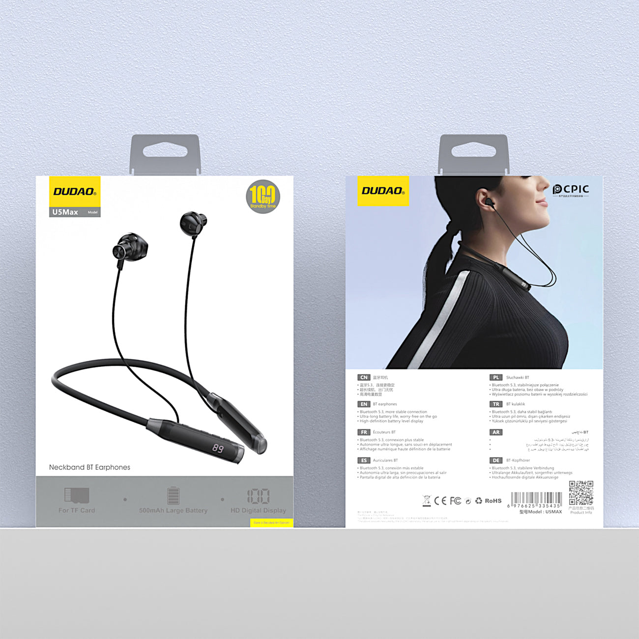 Dudao U5 Max Bluetooth kaklo belaidės ausinės – juodos