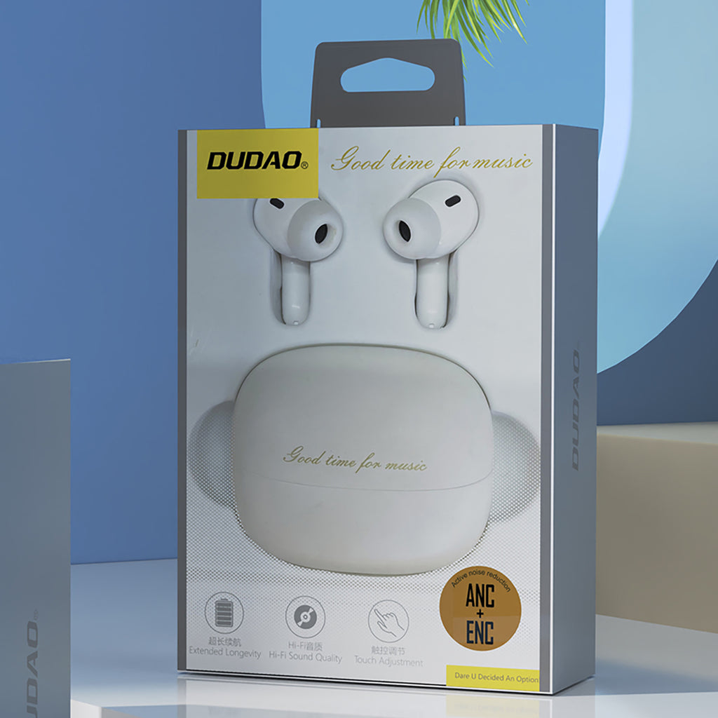 Dudao U21 TWS ANC ENC bluetooth wireless headphones - balta -- Headphones