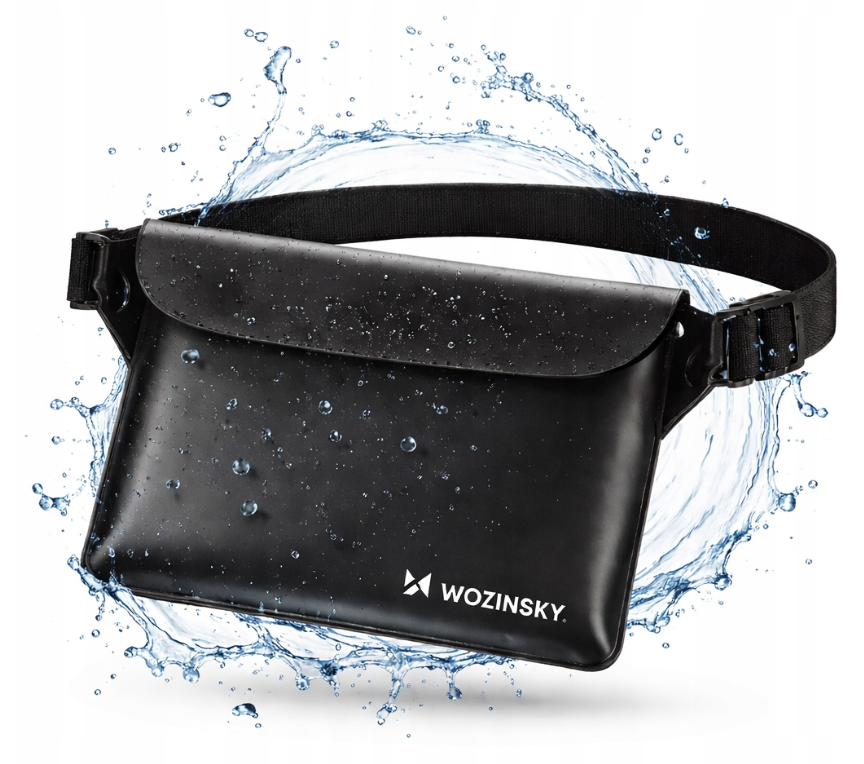 Wozinsky WWS-01 nepromadžiuojantis PVC juosmeninis krepšelis – juodas -- Bicycle Bags