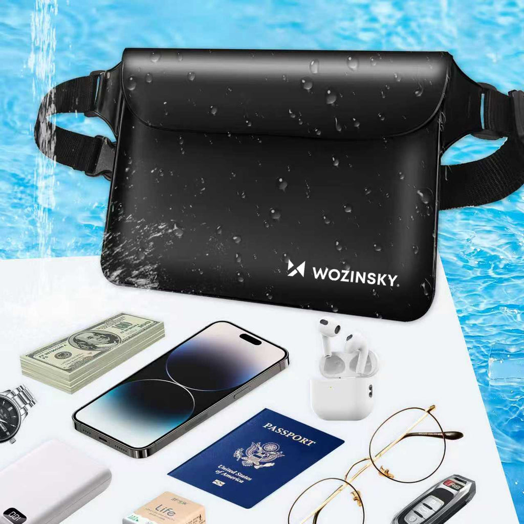 Wozinsky WWS-01 nepromadžiuojantis PVC juosmeninis krepšelis – juodas -- Bicycle Bags