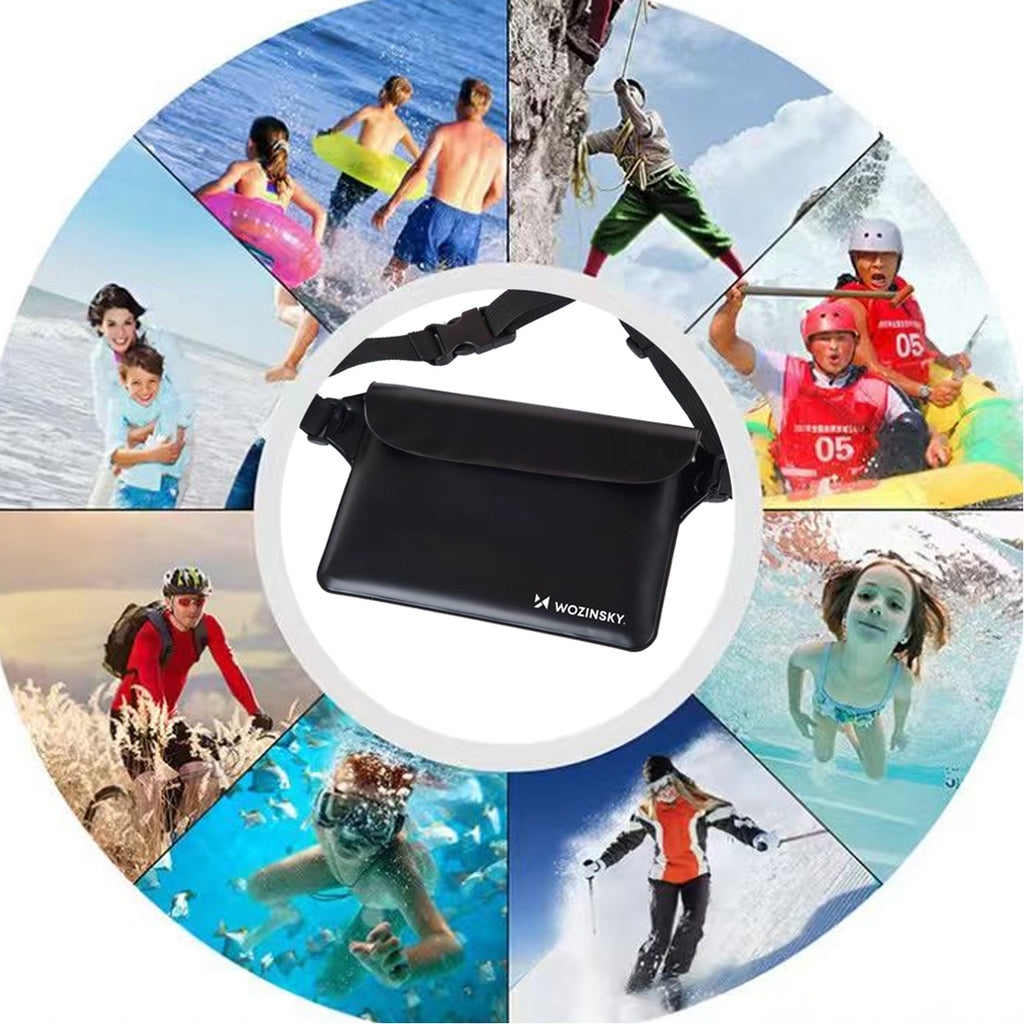 Wozinsky WWS-01 nepromadžiuojantis PVC juosmeninis krepšelis – juodas -- Bicycle Bags