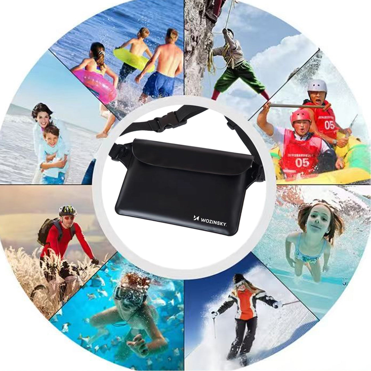 Wozinsky WWS-01 nepromadžiuojantis PVC juosmeninis krepšelis – juodas -- Bicycle Bags