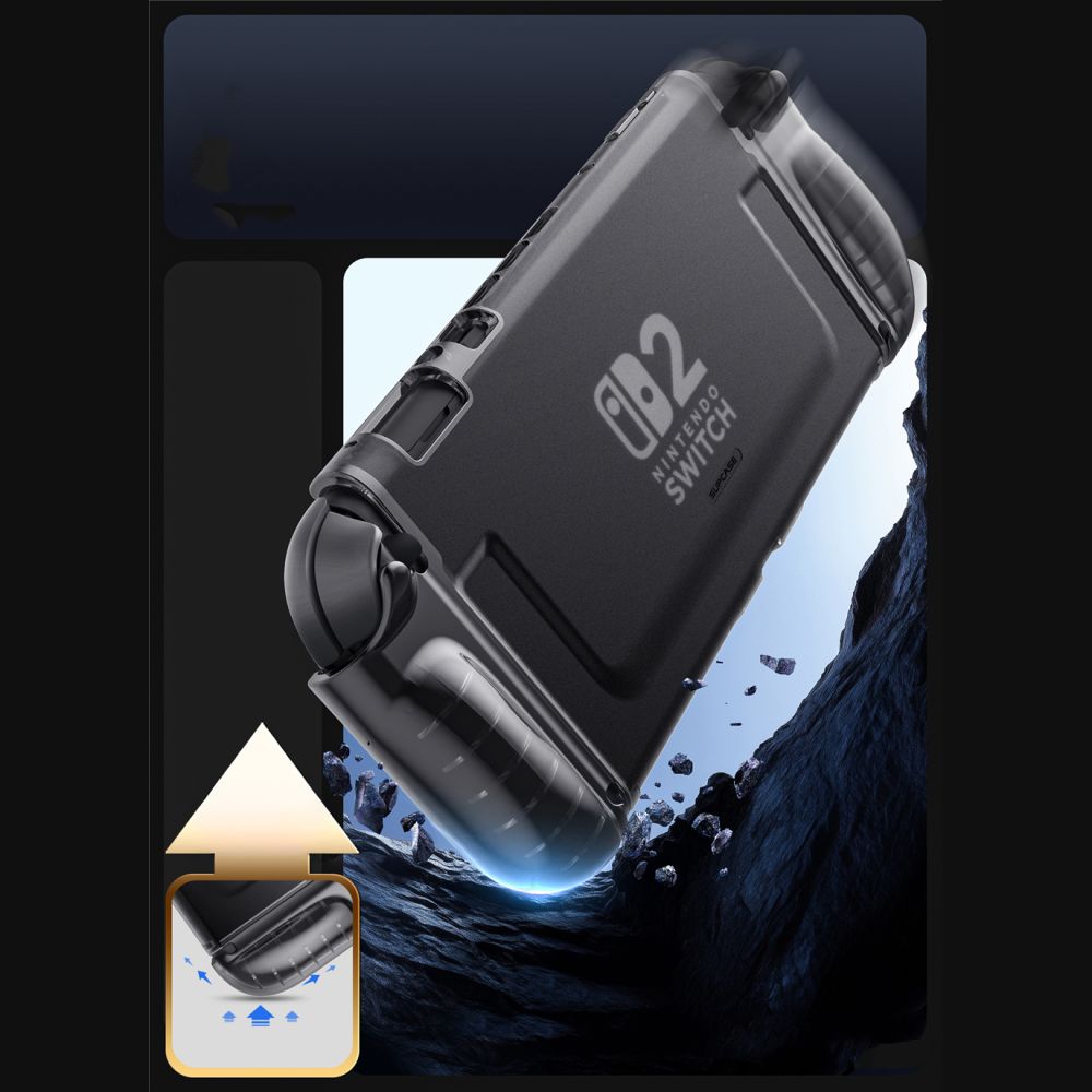 Supcase Crystal dėklas Nintendo Switch 2 – skaidrus juodas -- Cell phone cases and covers