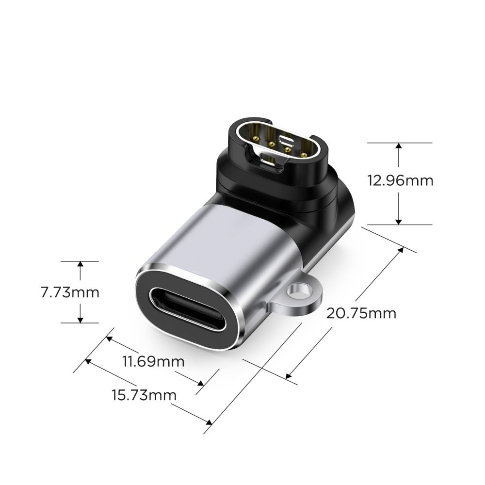 Tech-Protect Ultraboost USB-C kampo adapteris, skirtas Garmin laikrodžiui – pilkas -- USB Adapters